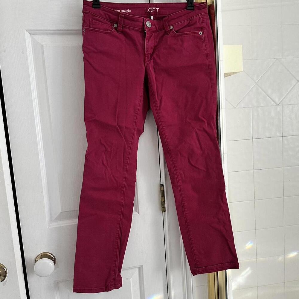 LOFT Women's Pink and Red Jeans